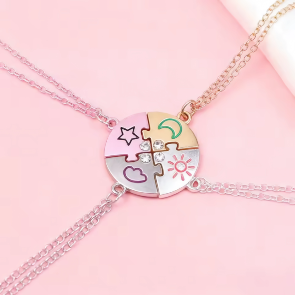 4-Piece BFF Puzzle Necklace Set