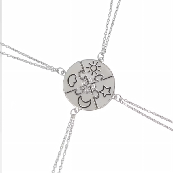 4-Piece BFF Puzzle Necklace Set