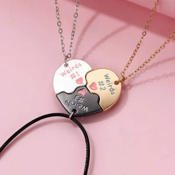 Best Friends Forever 3-Person Heart Friendship Necklace Set