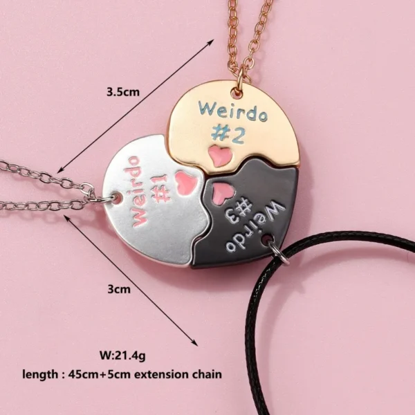 Best Friends Forever 3-Person Heart Friendship Necklace Set