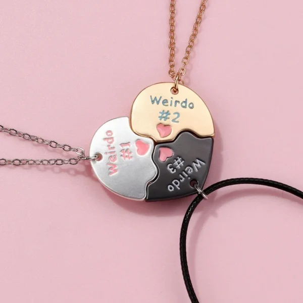 Best Friends Forever 3-Person Heart Friendship Necklace Set