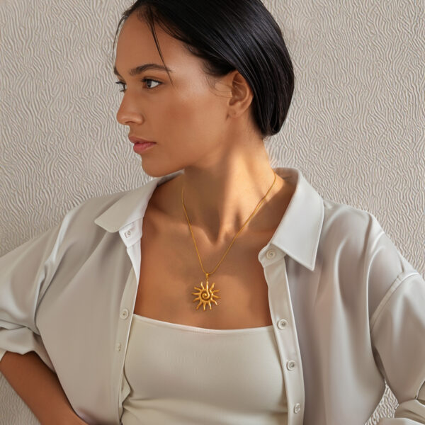 Spiral Sun Pendant Necklace for Women