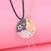 Elviragirl 3PCS Sun Moon Star BFF Friendship Necklace Set