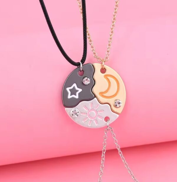 Elviragirl 3PCS Sun Moon Star BFF Friendship Necklace Set
