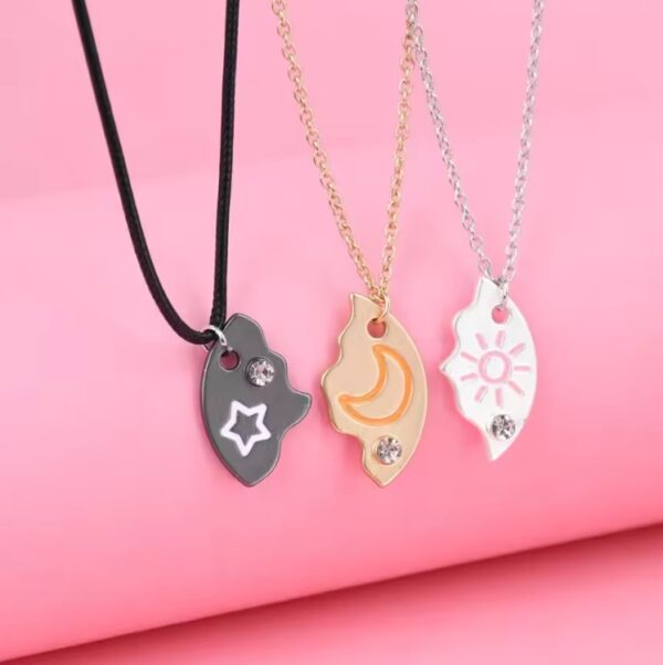Elviragirl 3PCS Sun Moon Star BFF Friendship Necklace Set