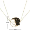 2 PCS Black & White Cat Matching Pendant Necklace Set